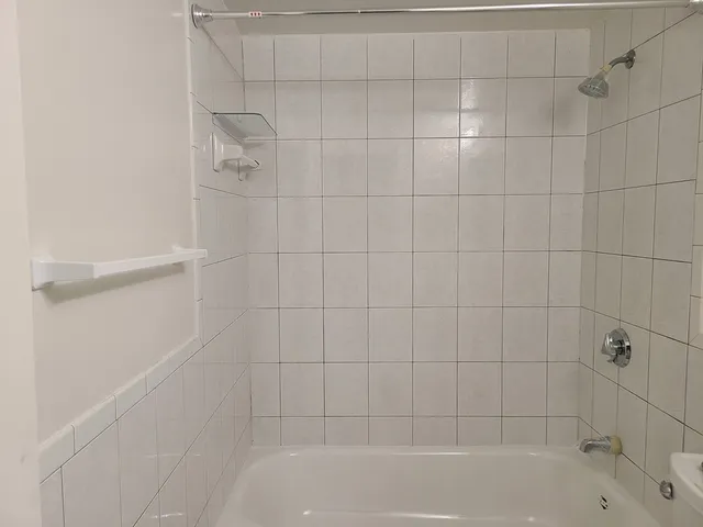 a bathroom with a bathtub
