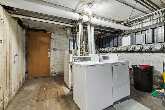 a utility room with a washer and dryer