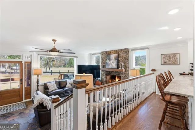 a view of entryway with wooden floor