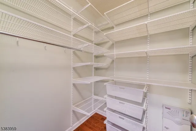 a view of an empty walk in closet