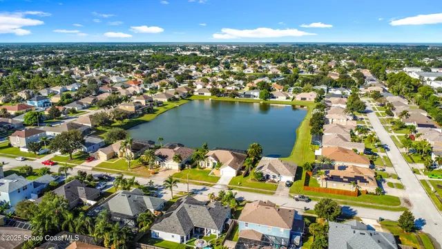 a view of a park with large trees