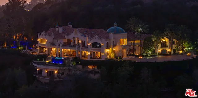 a view of a building from a big room