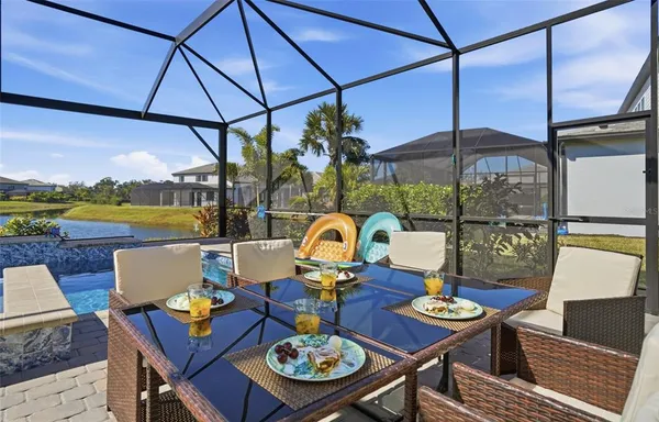 a view of outdoor space with seating