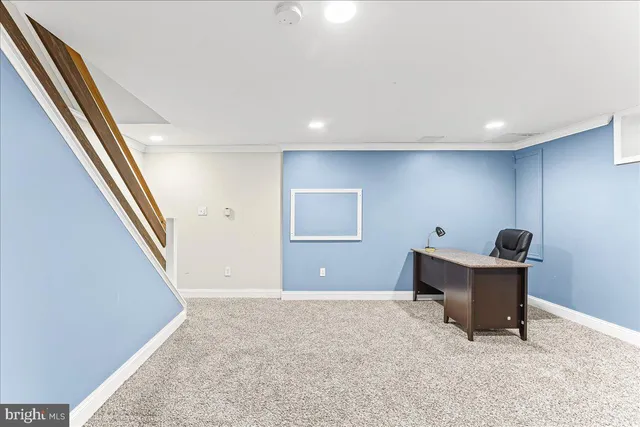 a workspace with furniture