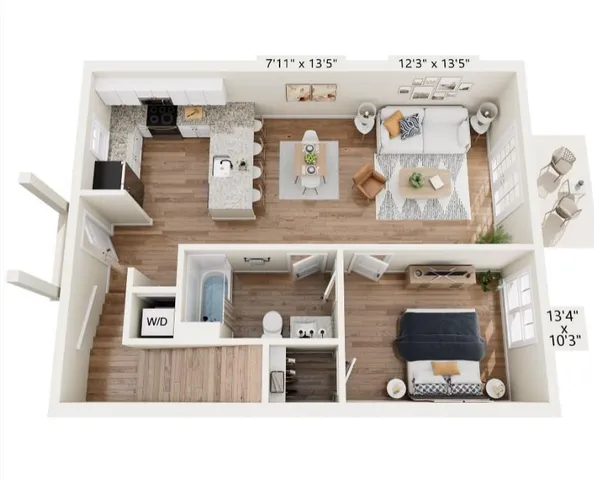 view of living room with furniture and wooden floor