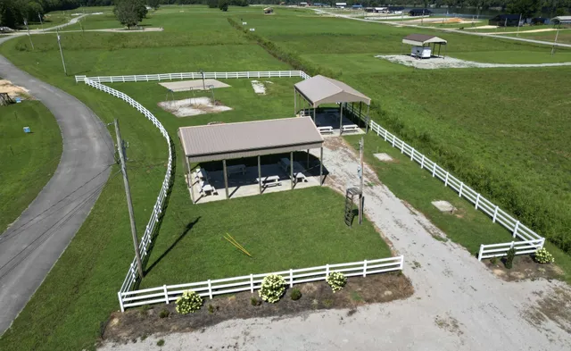 an aerial view of a house