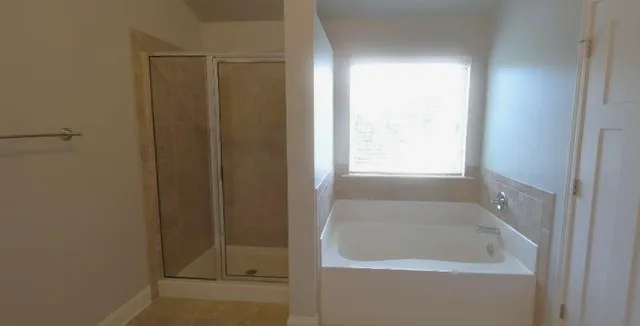 a bathroom with a bathtub