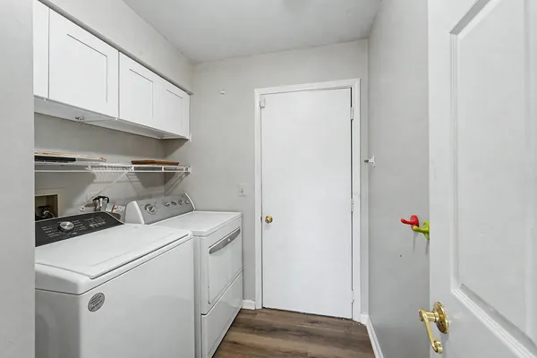 a utility room with dryer and washer