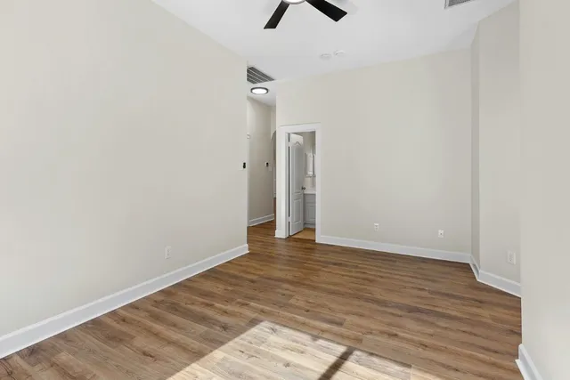 an empty room with windows