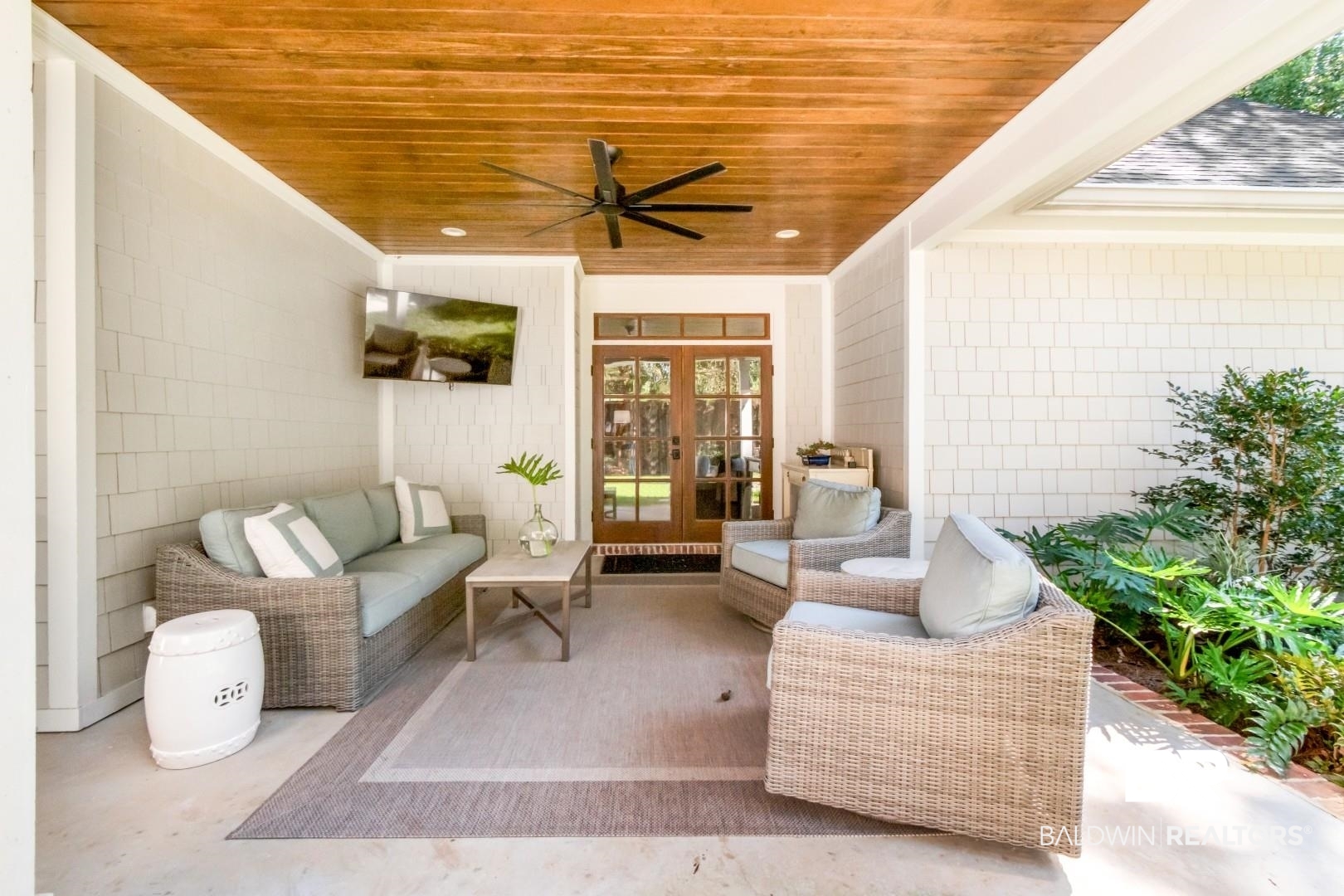 4404 Stein Street Mobile, AL 36608 - Photo 44 of 50 View of patio featuring a ceiling fan, an outdoor living space, and french doors