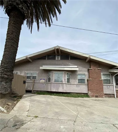 a front view of a building with windows