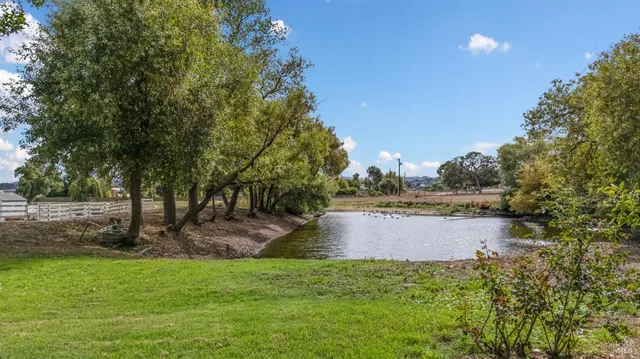 a view of a lake with houses