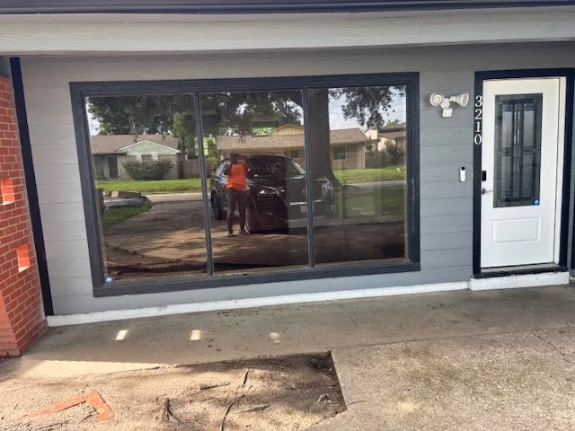 a view of a entryway door front of a house