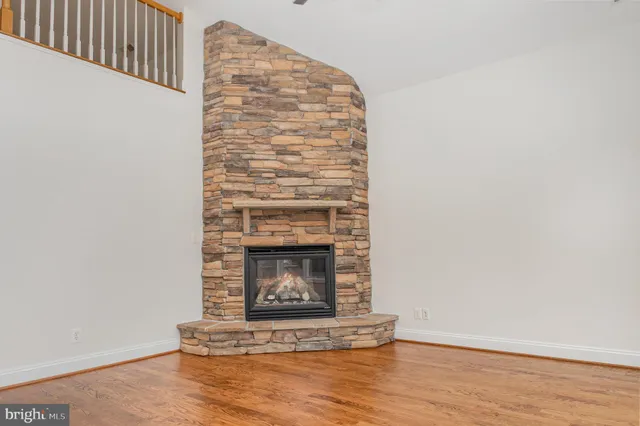 a living room with a fireplace