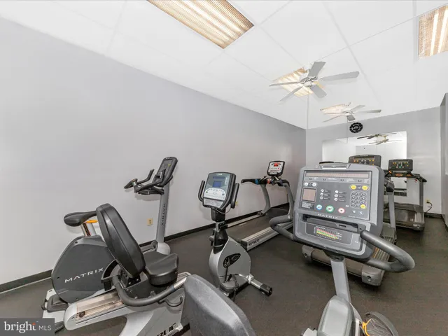 a view of a room with gym equipment