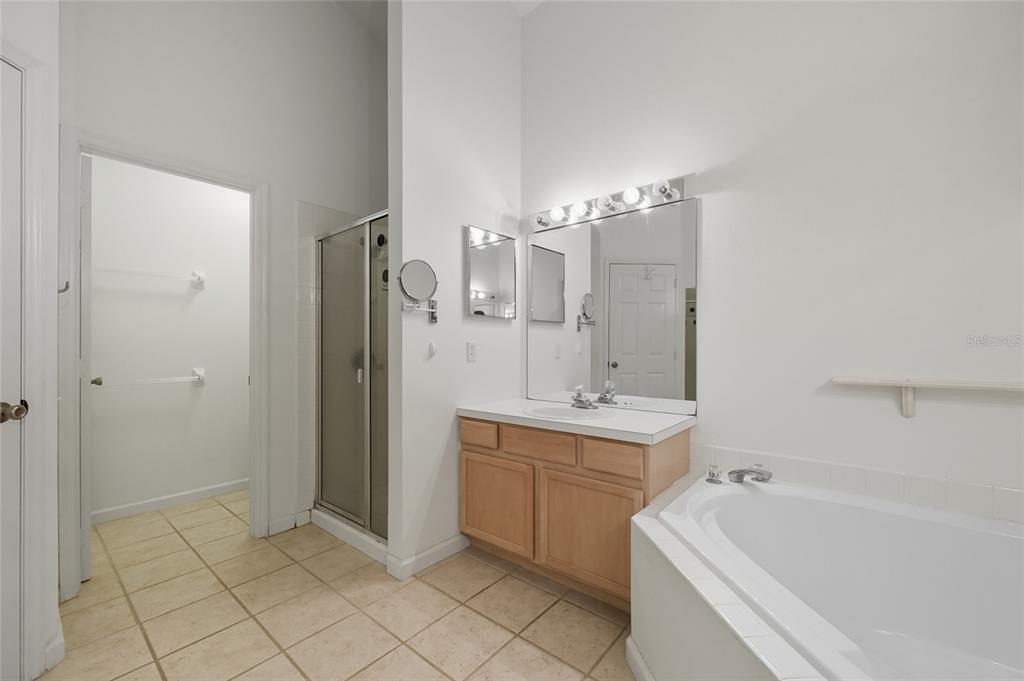 6029 Lake Pointe Drive, Unit 202 Orlando, FL 32822 - Photo 15 of 28 a spacious bathroom with a bathtub sink and mirror