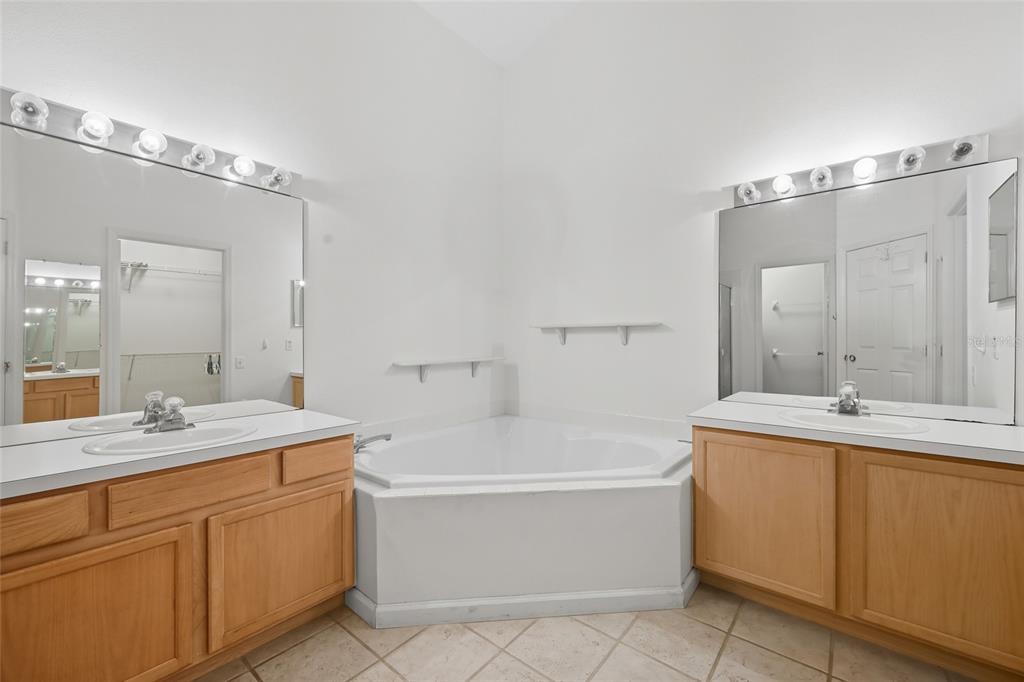 6029 Lake Pointe Drive, Unit 202 Orlando, FL 32822 - Photo 16 of 28 a bathroom with a tub a sink and mirror