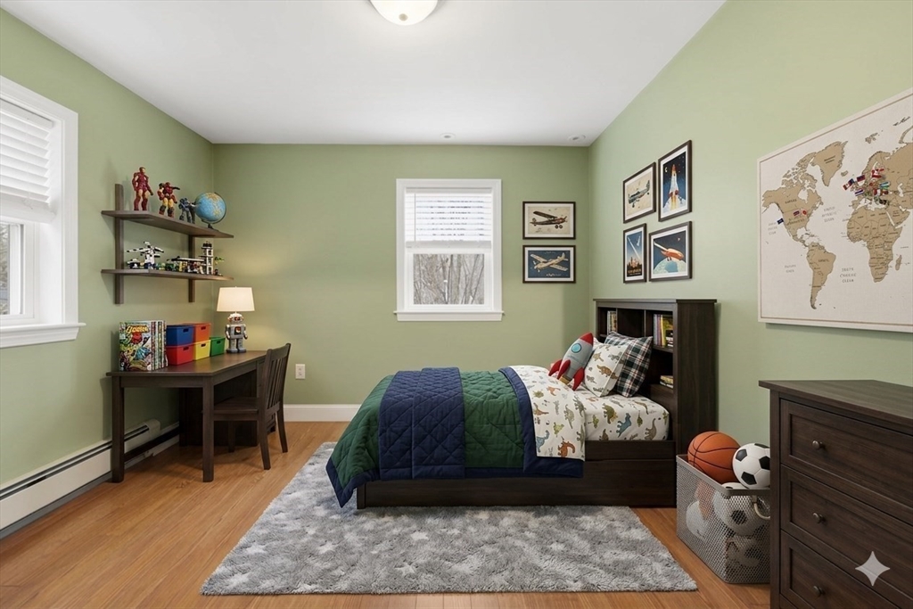 5 Baker Street Boston, MA 02132 - Photo 22 of 40 a bedroom with a bed and wooden floor