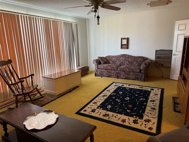 a living room with a couch and a table