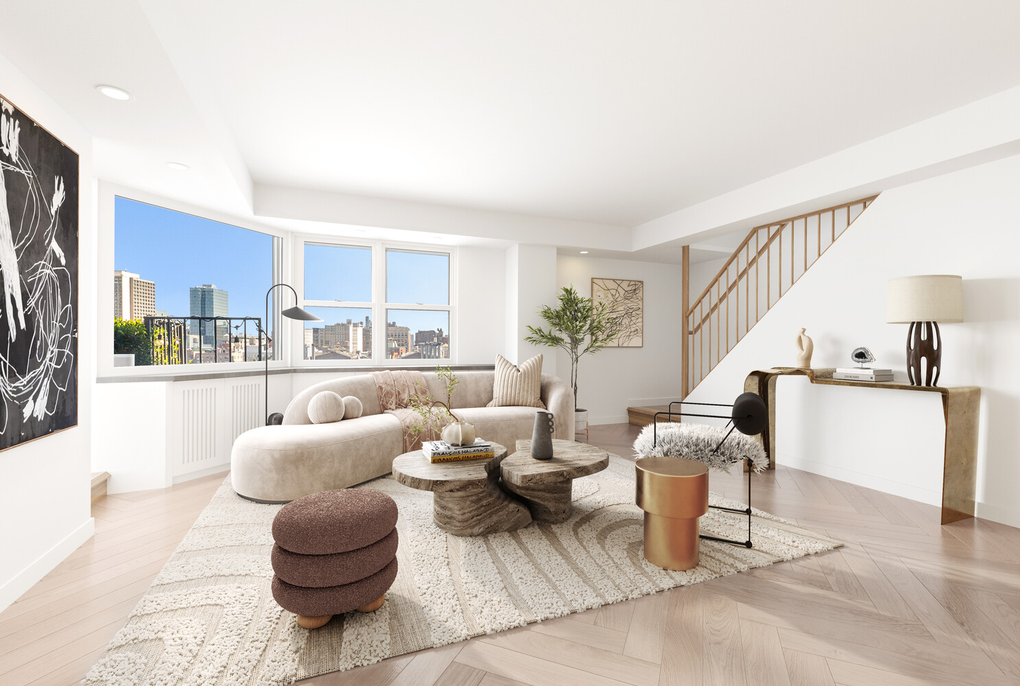2 Charlton Street, Unit PH16F Manhattan, NY 10014 - Photo 19 of 20 a living room with furniture and a large window