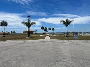 a view of a swimming pool and an roof