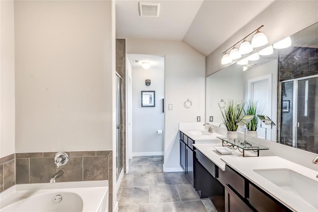 231 Windswept Way Kyle, TX 78640 - Photo 18 of 33 a spacious bathroom with a granite countertop tub sink and mirror