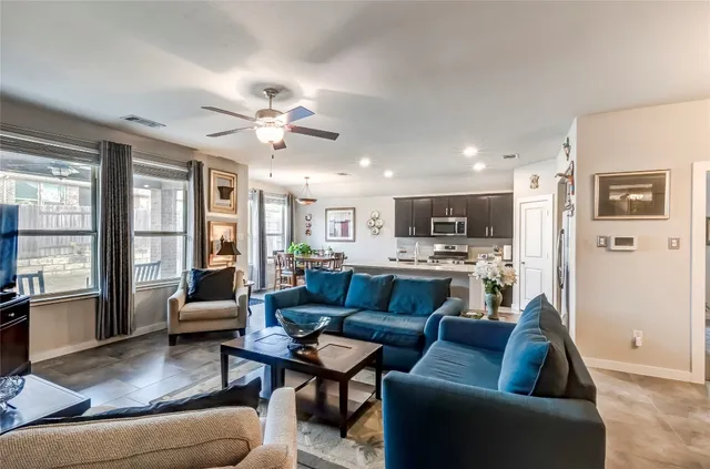 a living room with furniture