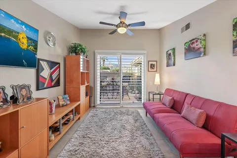 a view of an ocean with a building in the background