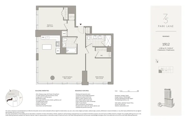 $1,465,000 | 75 Park Lane South, Unit 1912, Jersey City, NJ 07310