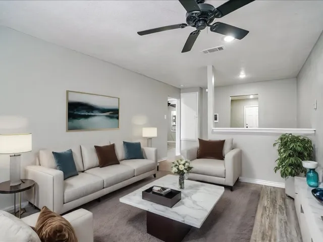 a living room with furniture