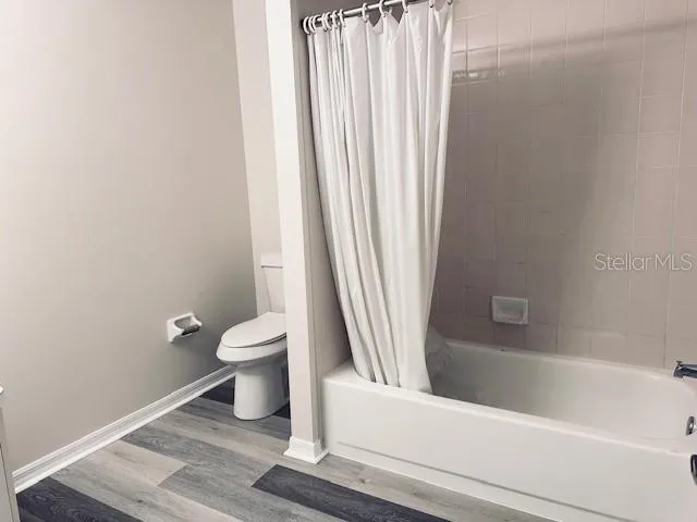 a bathroom with a toilet and a bathtub