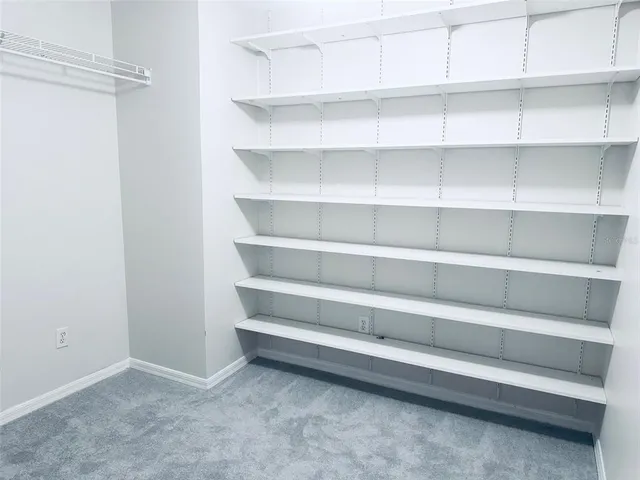 a view of an empty walk in closet