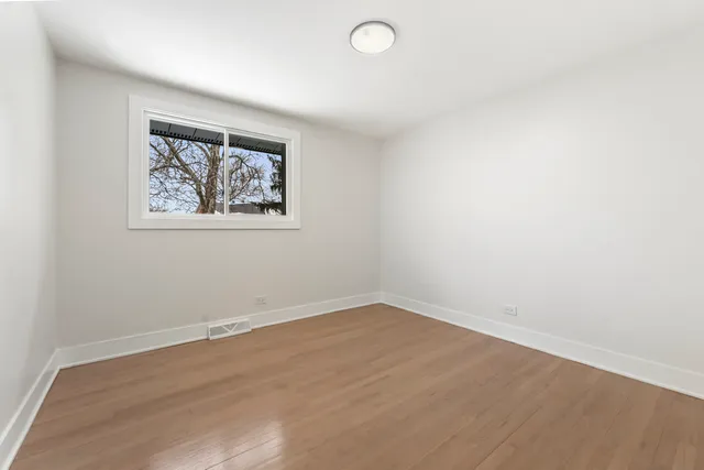 an empty room with a workbench