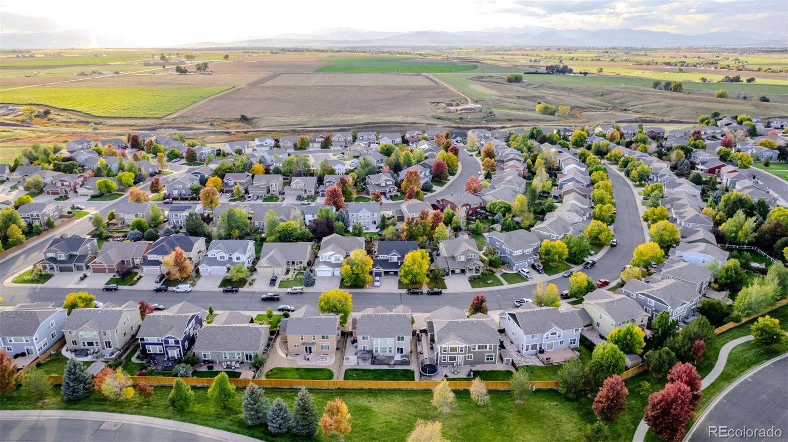 139 Muscovey Lane Johnstown, CO 80534 - Photo 45 of 49 an aerial view of a city with lots of residential buildings ocean and mountain view in back