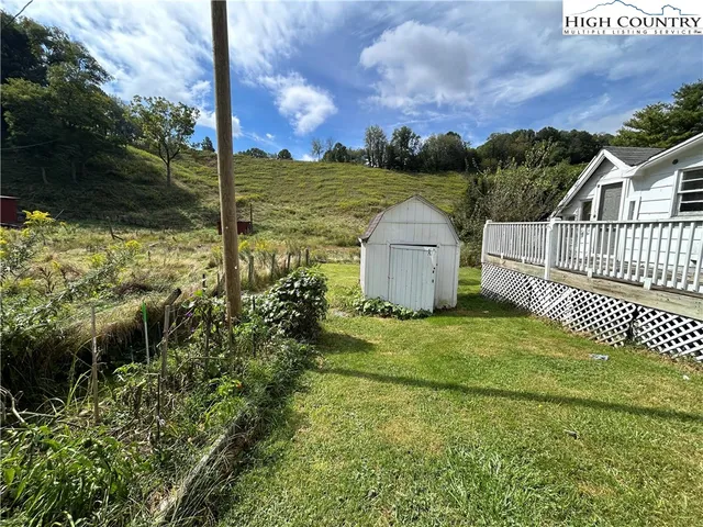 a view of a garden with a tree