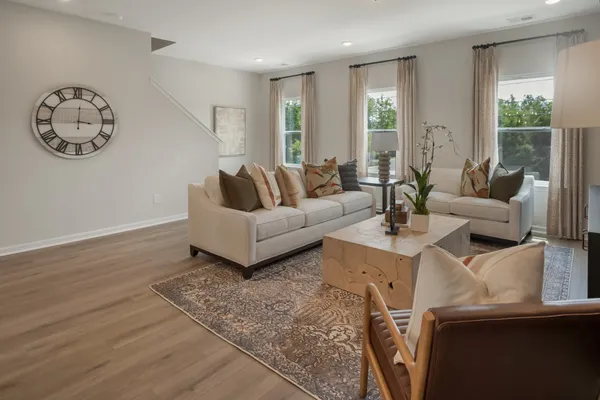 a balcony with wooden floor