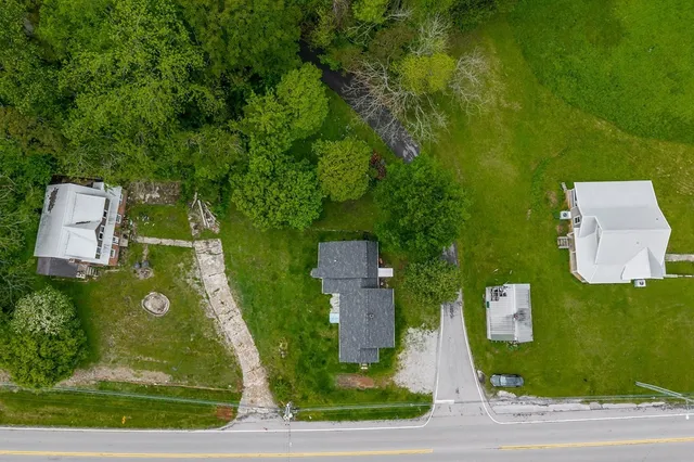 an aerial view of a house