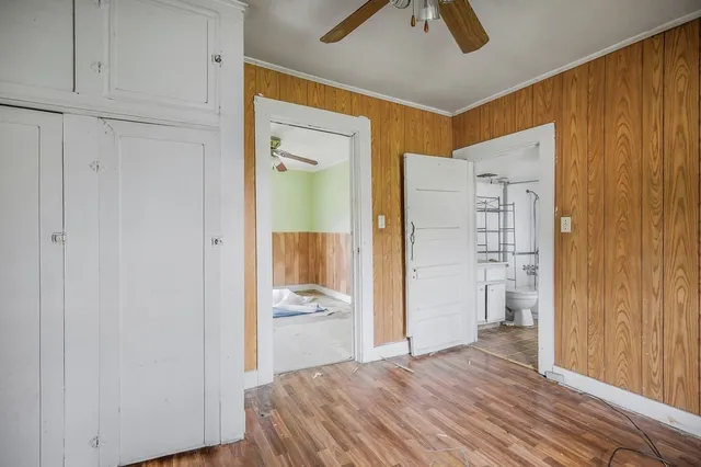 a room that has a bed in it