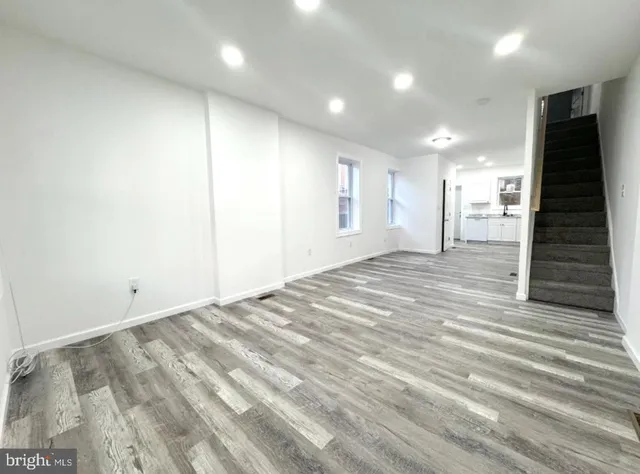 an empty room with windows