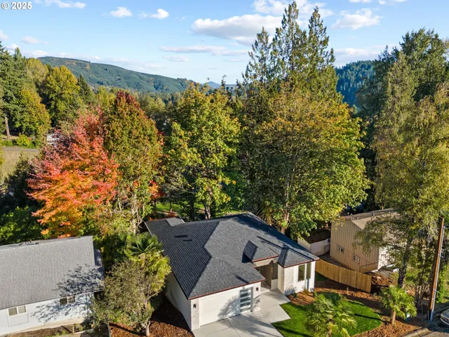 an aerial view of a house