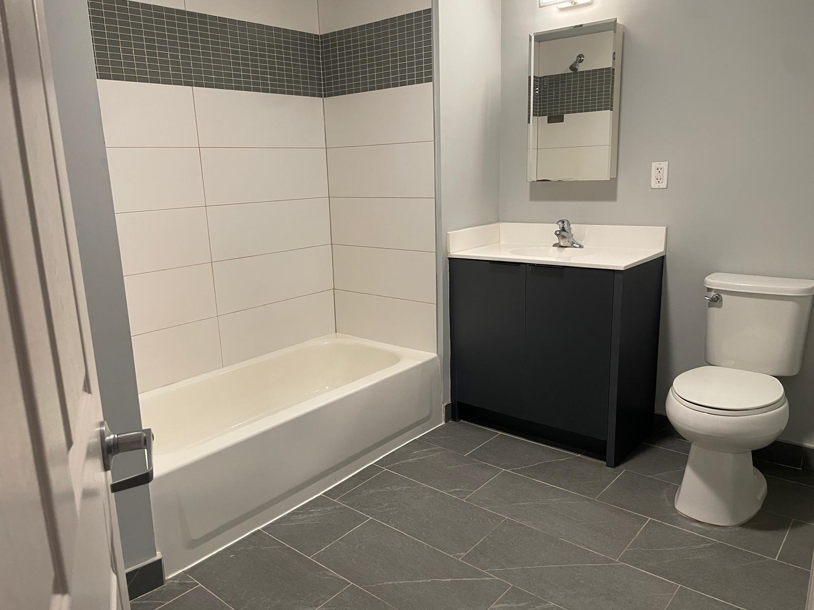 160 Lafayette Street, Unit 52306 Jersey City, NJ 07304 - Photo 11 of 25 a bathroom with a sink toilet and shower