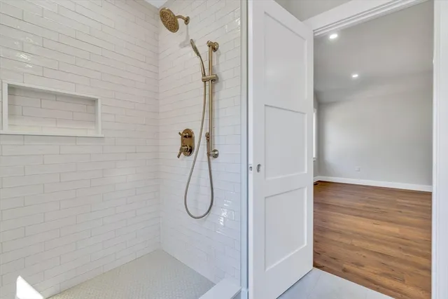 a bathroom with a shower