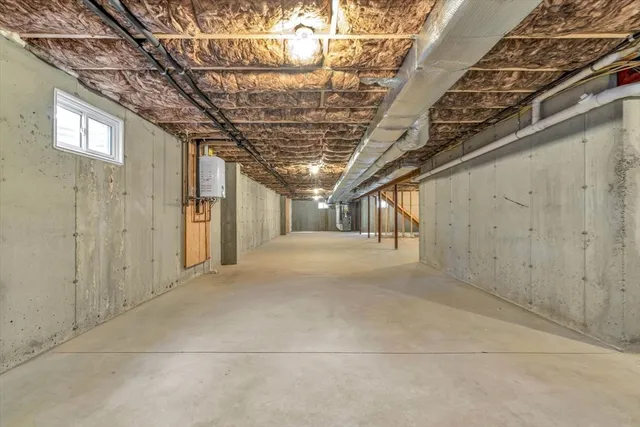 a view of a hallway with a garage