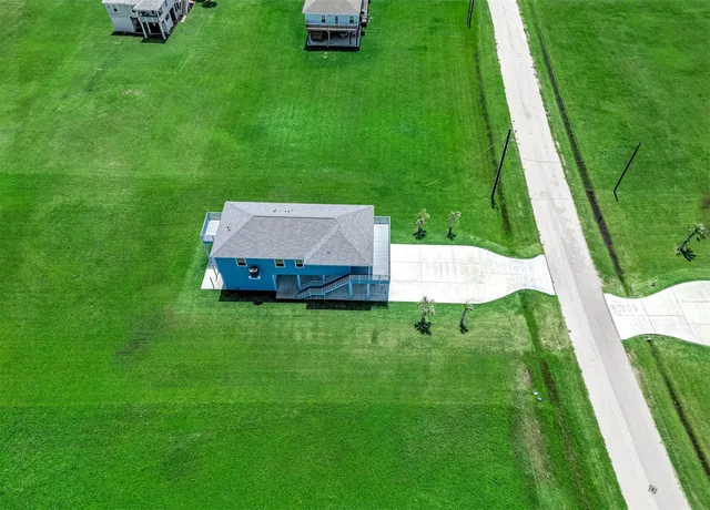 an aerial view of a house