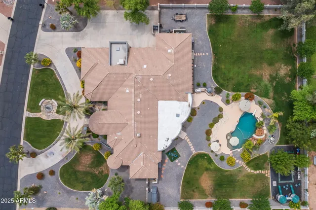 an aerial view of a house