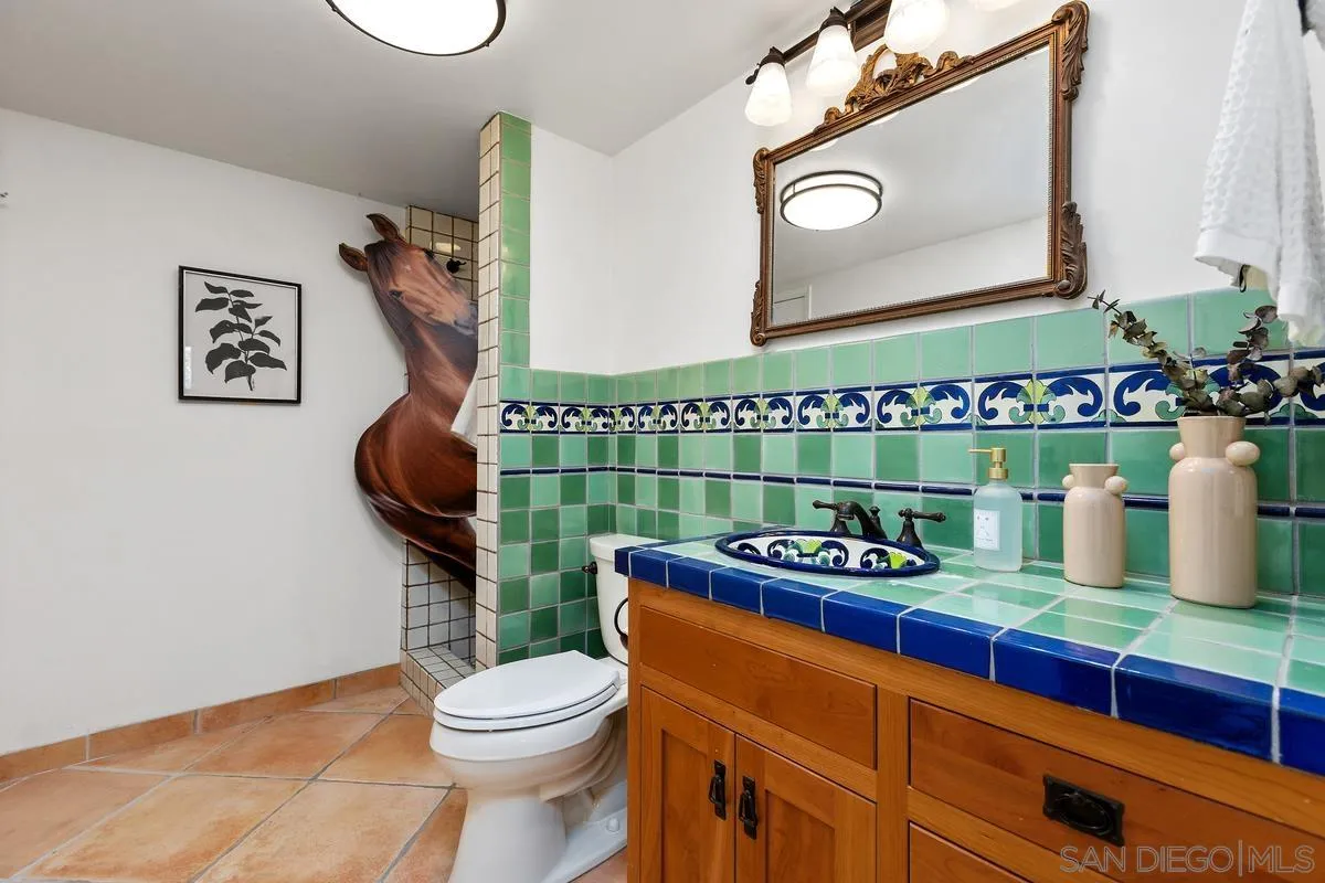 974 Via Hillview Fallbrook, CA 92028 - Photo 23 of 43 a bathroom with a toilet a sink and mirror