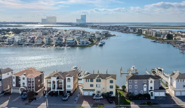 a view of a lake with building in front of it