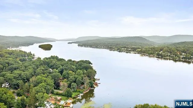 a view of lake with mountain