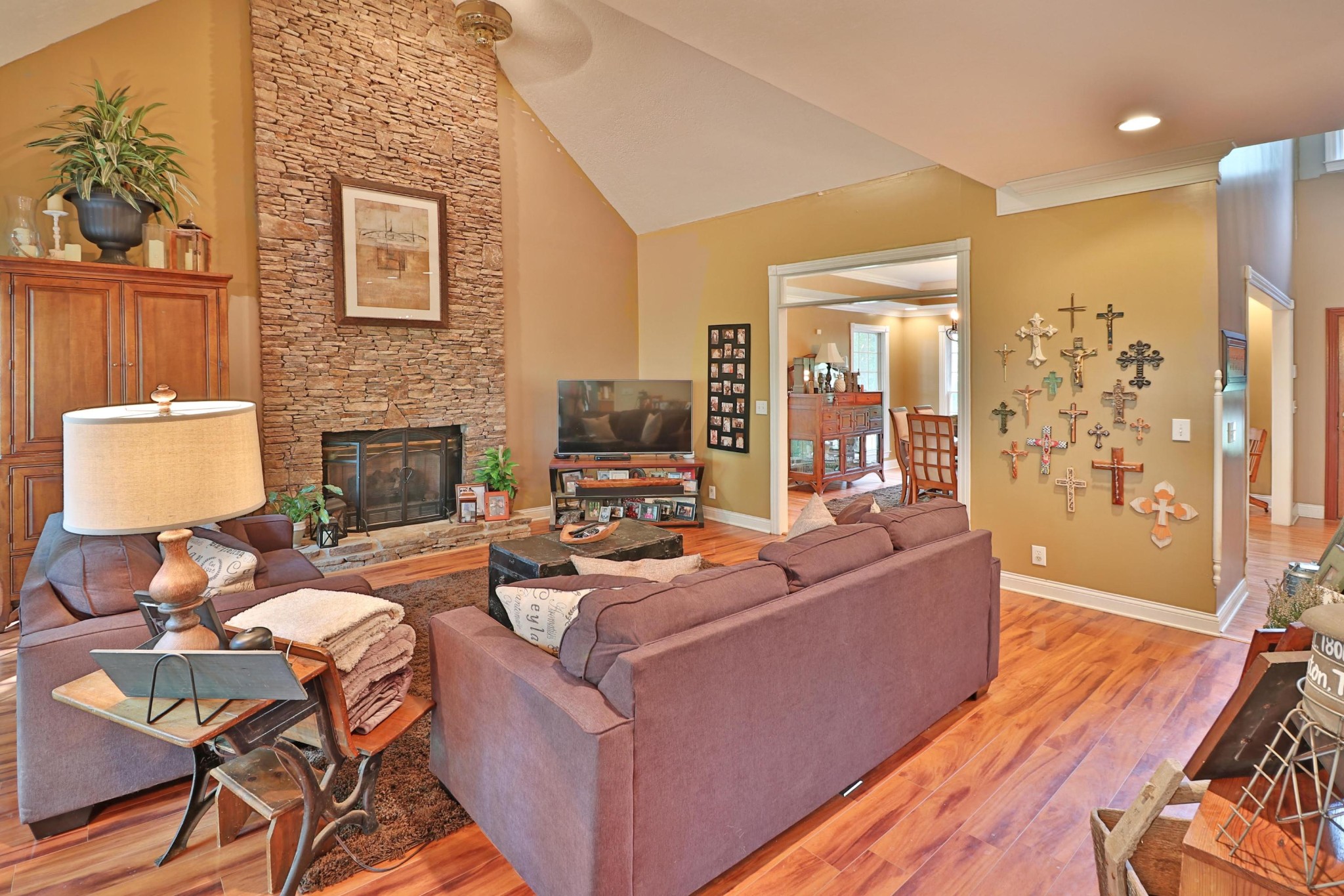 281 Lone Ridge Lane Clinton, TN 37716 - Photo 5 of 40 a living room with furniture and a fireplace