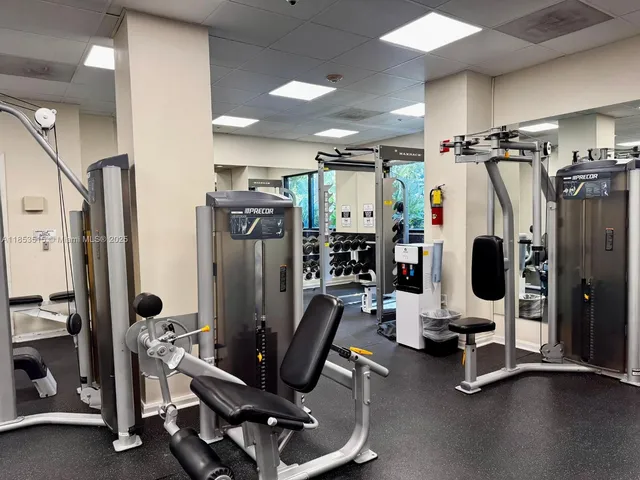 a view of a room with gym equipment
